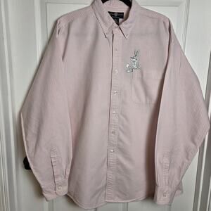 Bugs Bunny Warner Bros Looney Tunes Shirt XL Pink Striped Button-Up Novelty